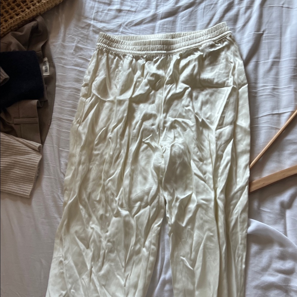 Djerf Avenue Cream Satin Trousers